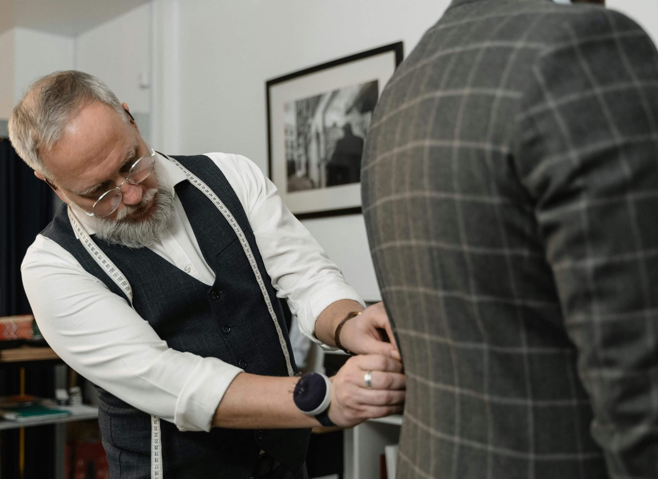 Client during a final suit fitting