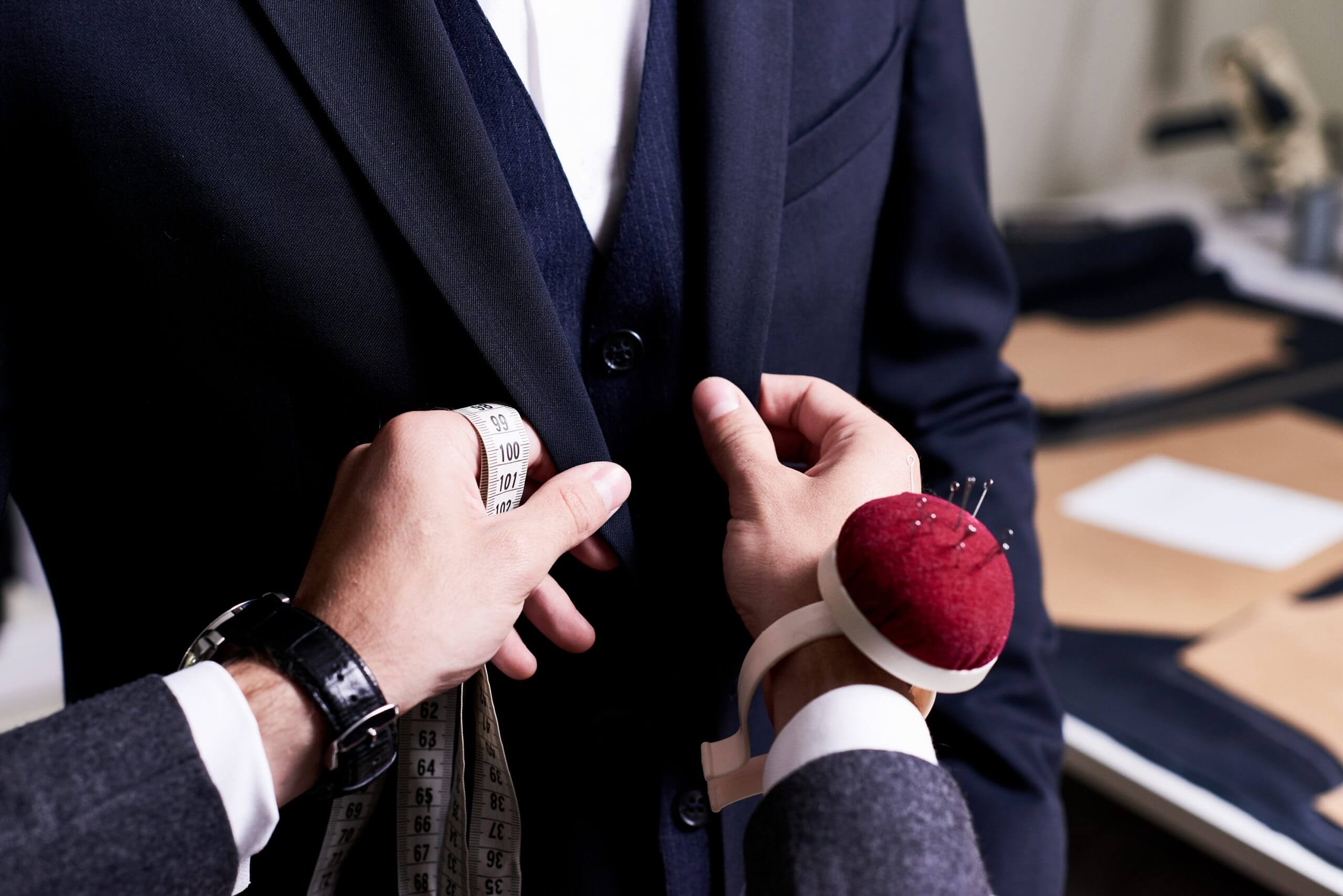 Master tailor at work in the Apex Sartoria studio