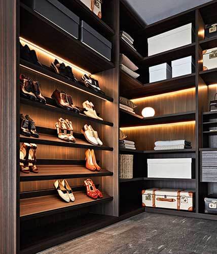 A well-organized luxury wardrobe