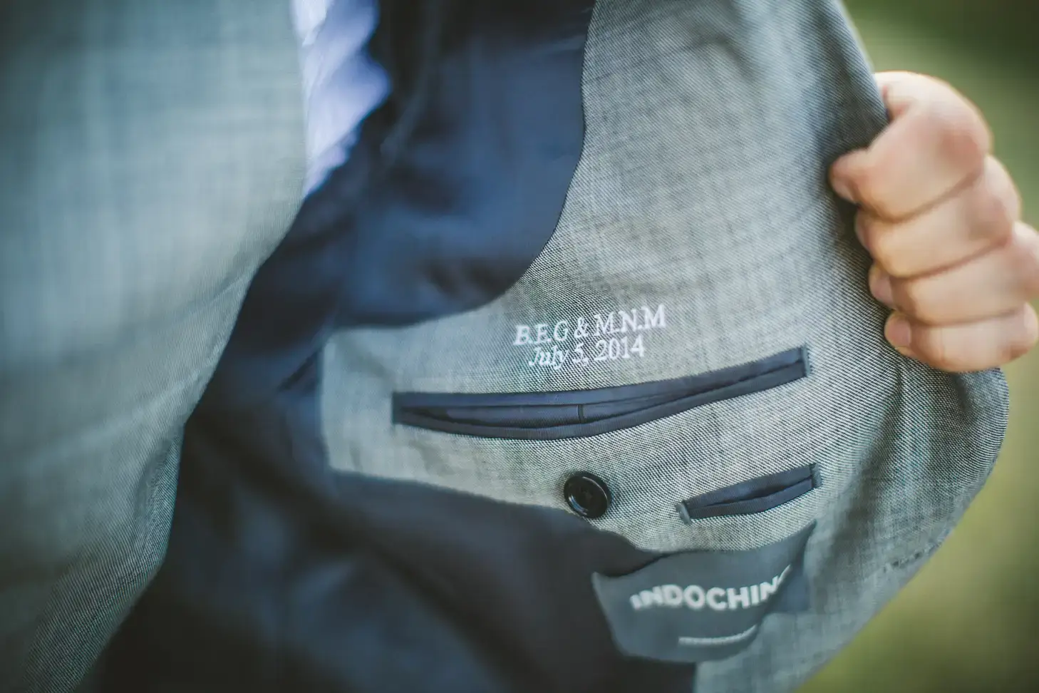 Personalized monogram inside a suit