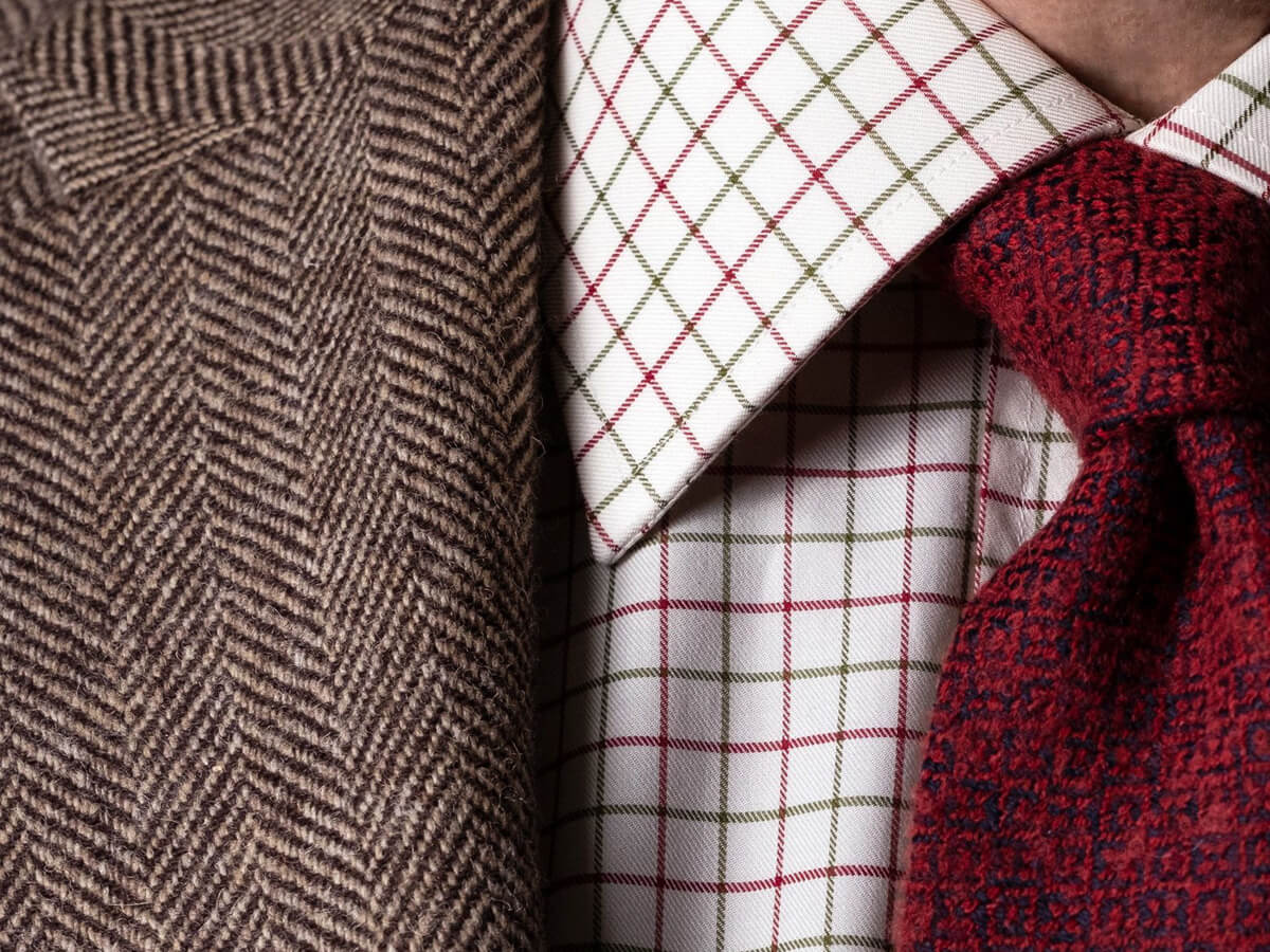 Detail of a tweed suit fabric